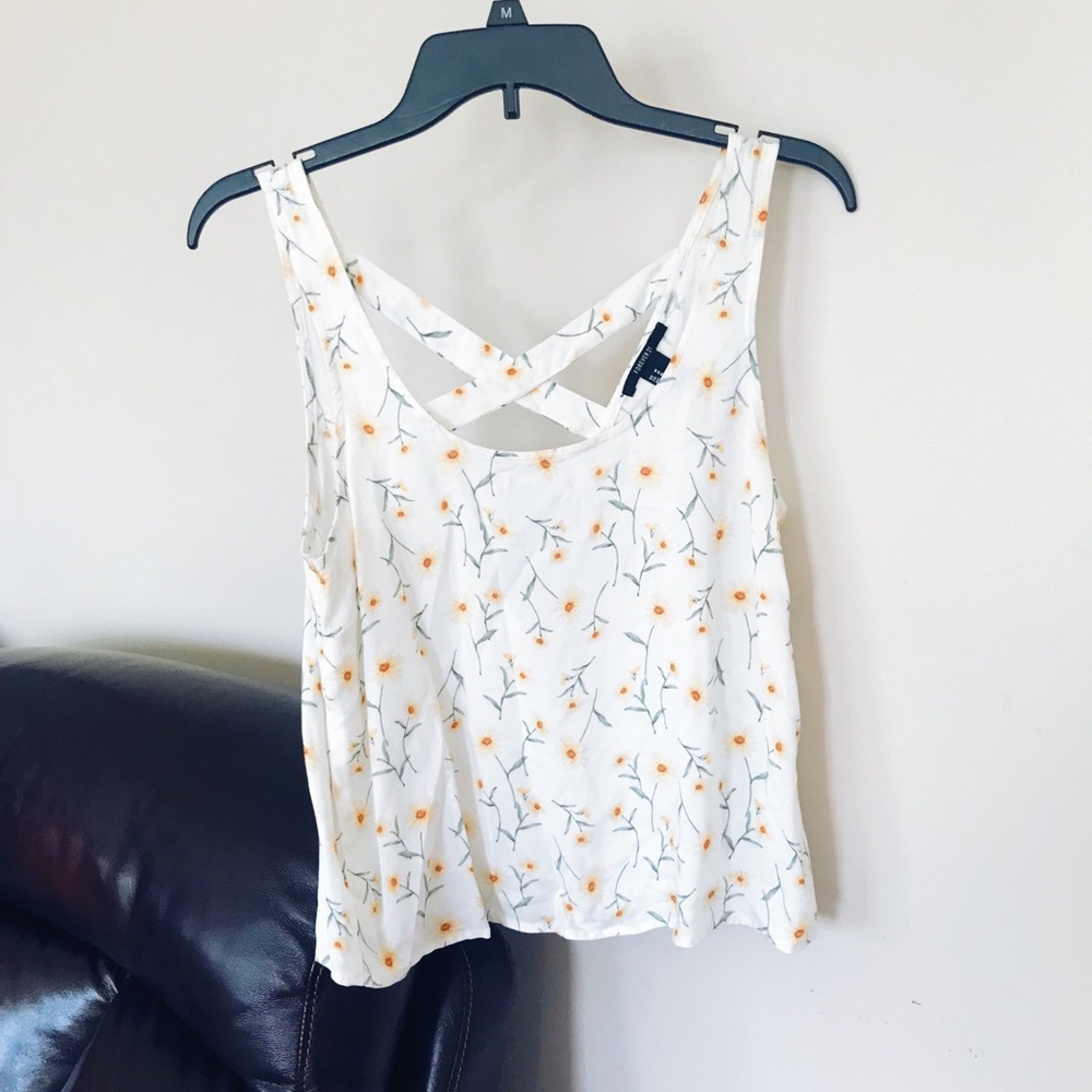 White with yellow flowers tank top